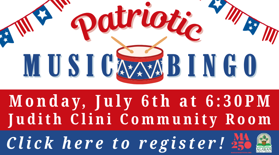 Click here to register to attend Patriotic Music Bingo happening on Monday, July 6th at 6:30PM!